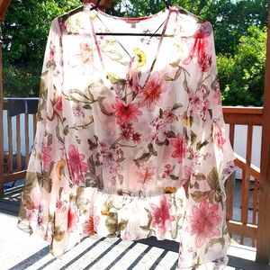 Guess Floral Flowy Festival Top Girlhoodcore Fairycore Feminine